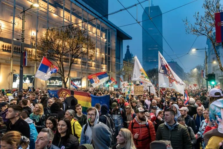 Serbia protesters storm pro-Vucic TV station as post-election celebrations turn tense