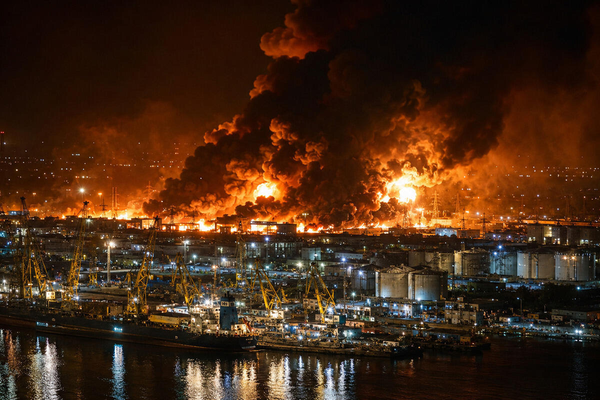 Ukraine's Drone Swarm Sets St. Petersburg Oil Terminal Ablaze in Overnight Assault